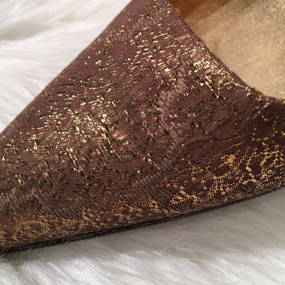 Prada Gold Metallic Fabric Pointed Mules - image 2